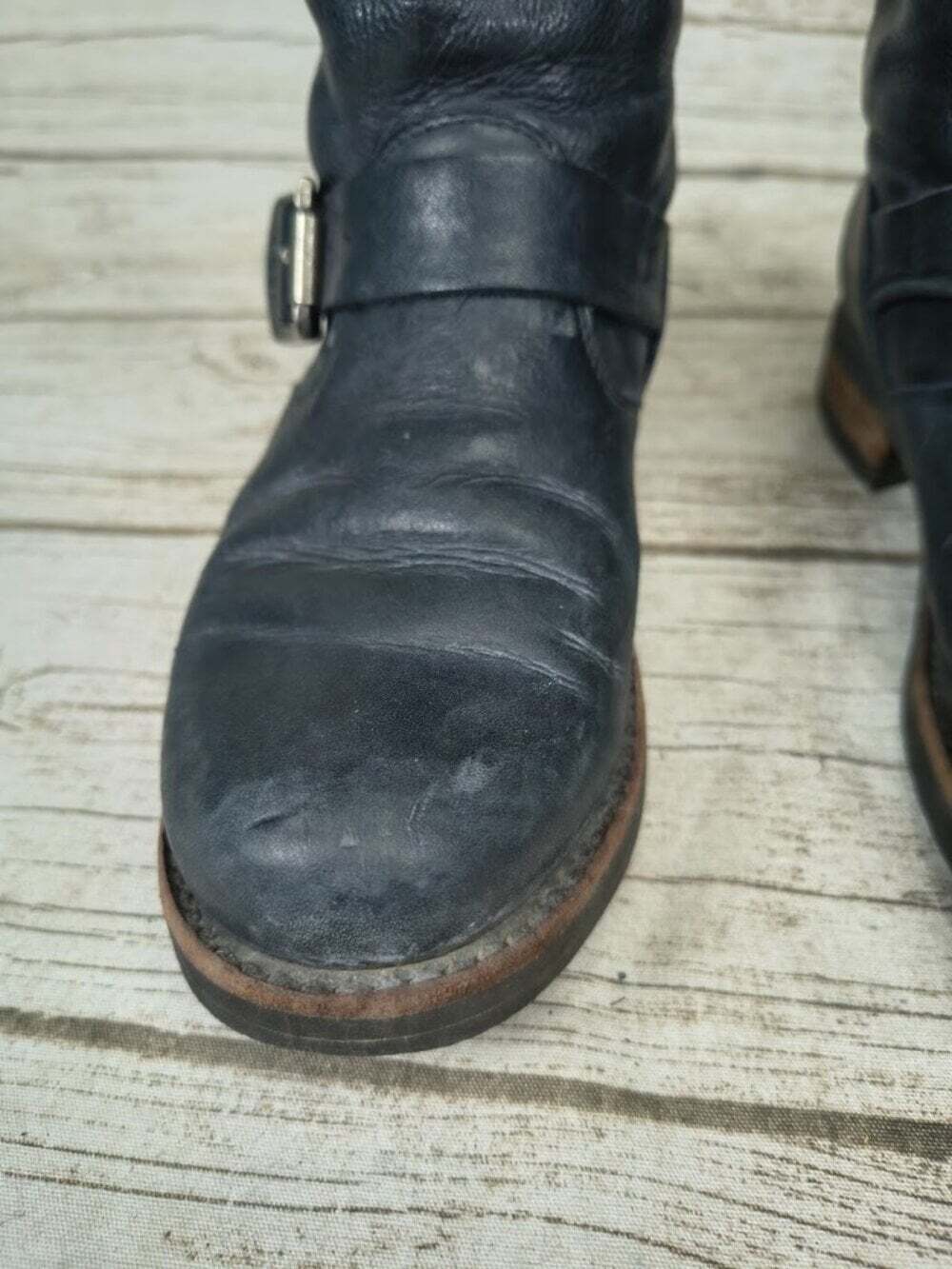 Frye Black Leather Engineer Moto Boots Size 6 B Women - Picture 5 of 11